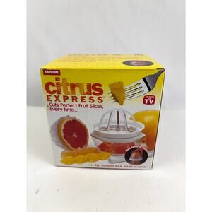 New Vintage Emson Citrus Express 2-in-1 Manual Fruit Slicer & Juicer - 1997